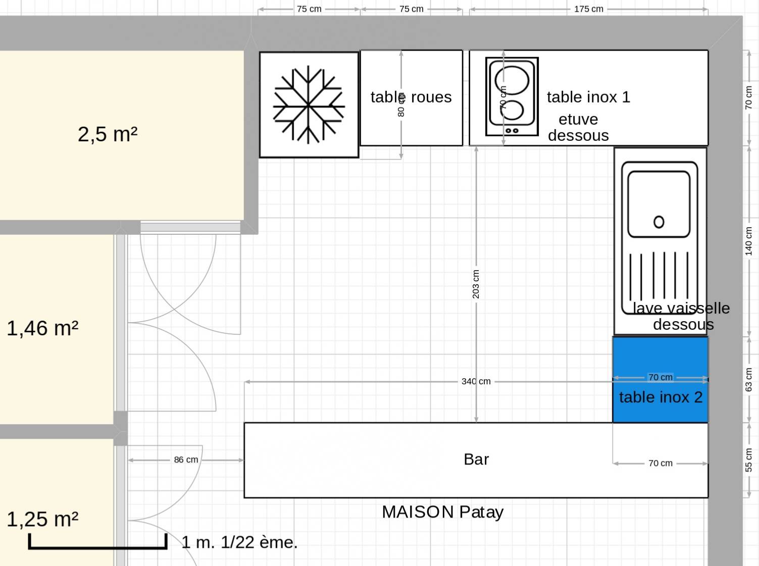Plan d'implantation de la nouvelle salle des fêtes de Chirassimont. Conception, fourniture et installation par Maison Patay.